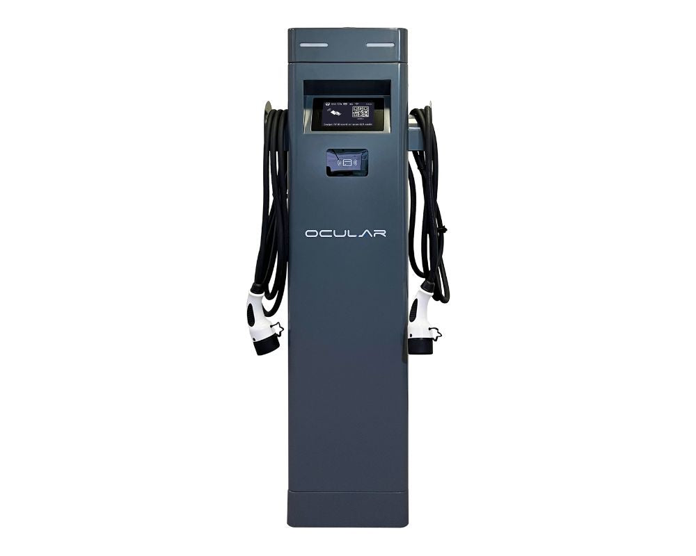 Ocular IQ Dual Port Tower V2 | 2 x 22kW | Tethered w/4.7m Type 2 Cables