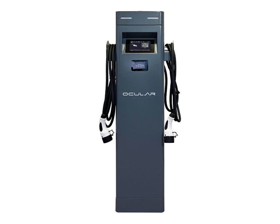 Ocular IQ Dual Port Tower V2 | 2 x 22kW | Tethered w/4.7m Type 2 Cables