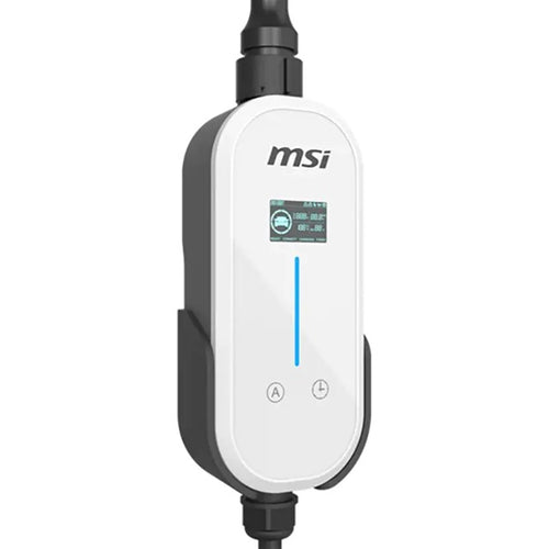 MSI Portable EV Charger White Ezgo 10A+15A+Home kit, Single Phase, 230V, 1PH, 2.3KW & 3.4KW, 5M Type 2 Charging gun, 1.8'LCD, IP66, 1.5T, Bluetooth